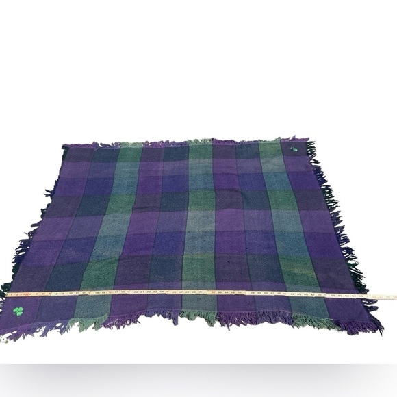 Irish Purple/Blue & Green Fringe Park Blanket☘️ - Picture 6 of 9